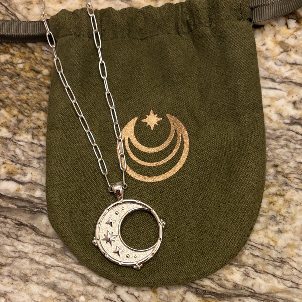 Silver Crescent Moon Pendant Necklace